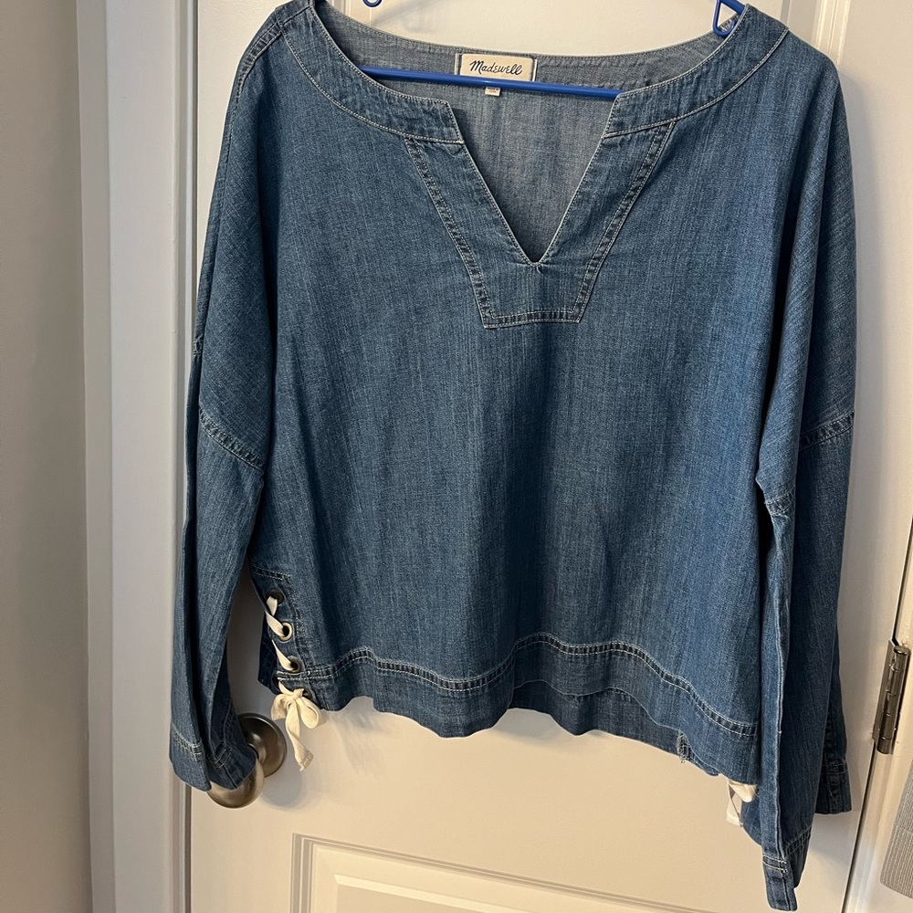 Madewell Denim Shirt with Lace Up Sides